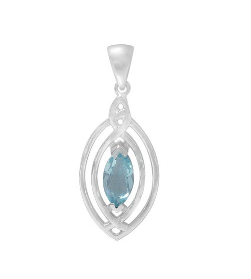 Marquise Blue Topaz Pendant, Sterling Silver